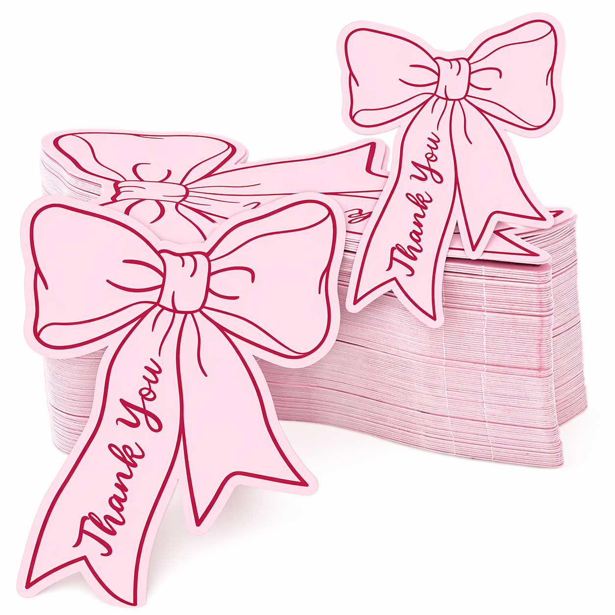 Pink Bow Tie Thank You Cards – 100 Pack Premium Appreciation Tags