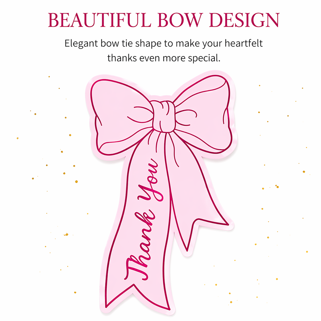 Pink Bow Tie Thank You Cards – 100 Pack Premium Appreciation Tags