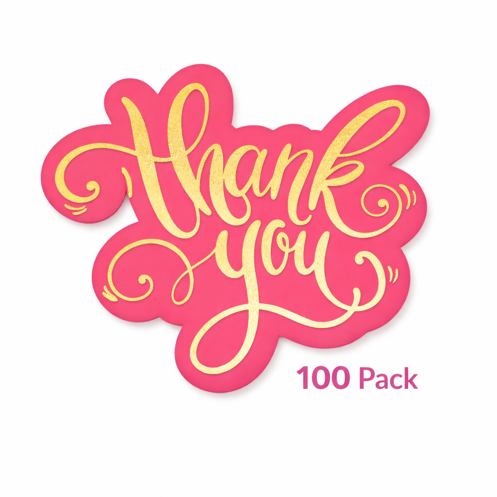 Pink Thank You Cards -100 Pack  With Pre Written Message