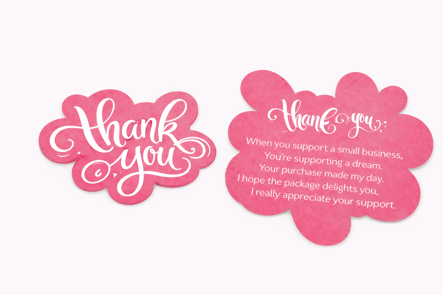 Pink Thank You Cards -100 Pack  With Pre Written Message