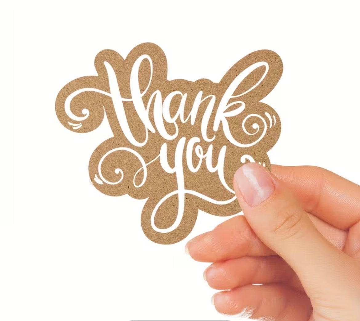 Kraft Brown Thank You Cards - 100 Pack With Pre Written Message
