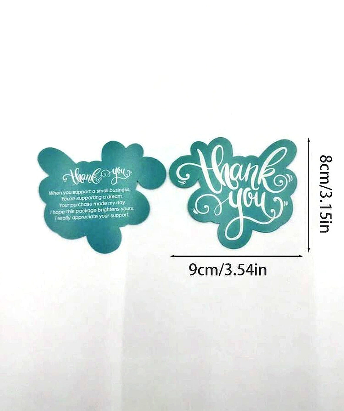 Turquois Thank You Cards -100 Pack With Pre Written Message