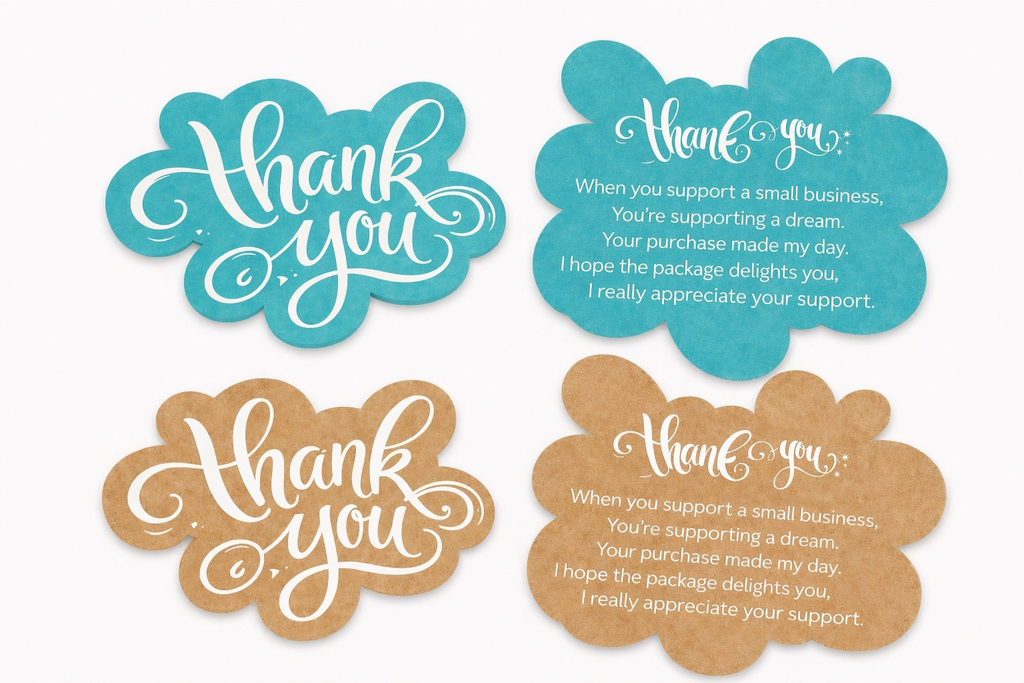 Turquois Thank You Cards -100 Pack With Pre Written Message