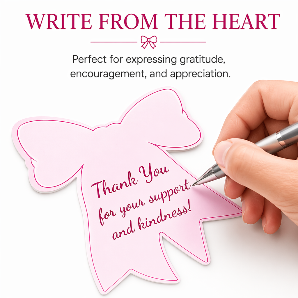Pink Bow Tie Thank You Cards – 100 Pack Premium Appreciation Tags