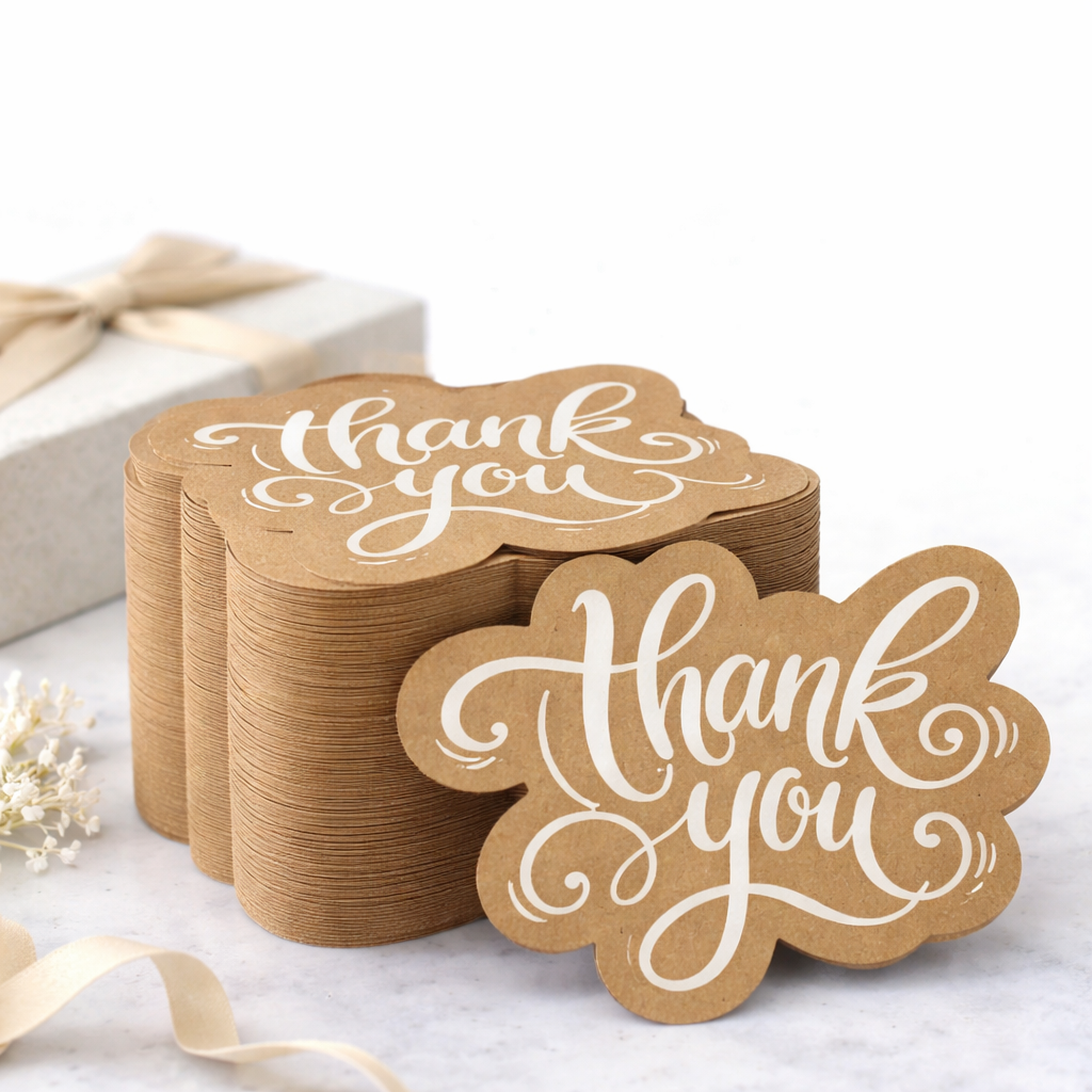 Kraft Brown Thank You Cards - 100 Pack With Pre Written Message