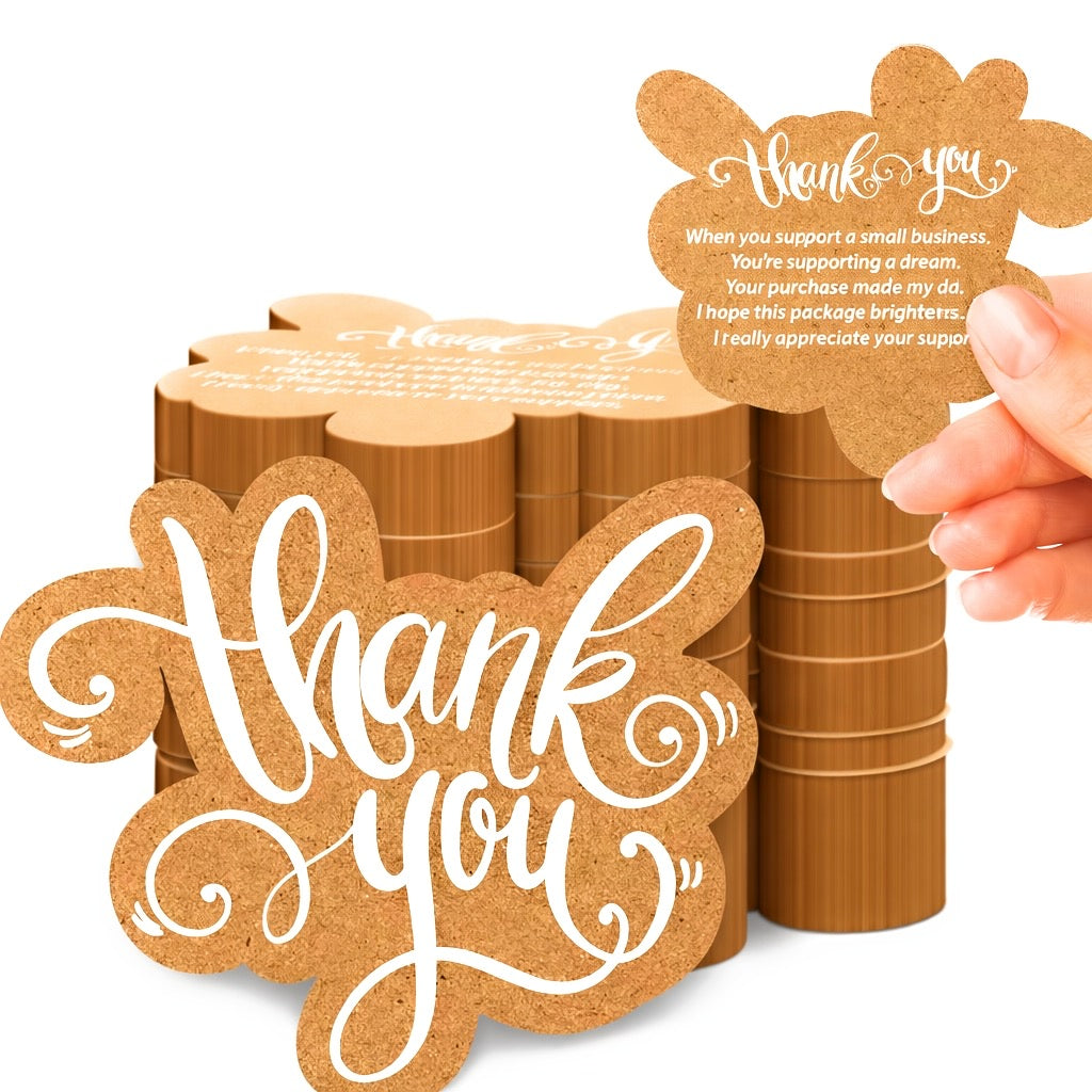 Kraft Brown Thank You Cards - 100 Pack With Pre Written Message