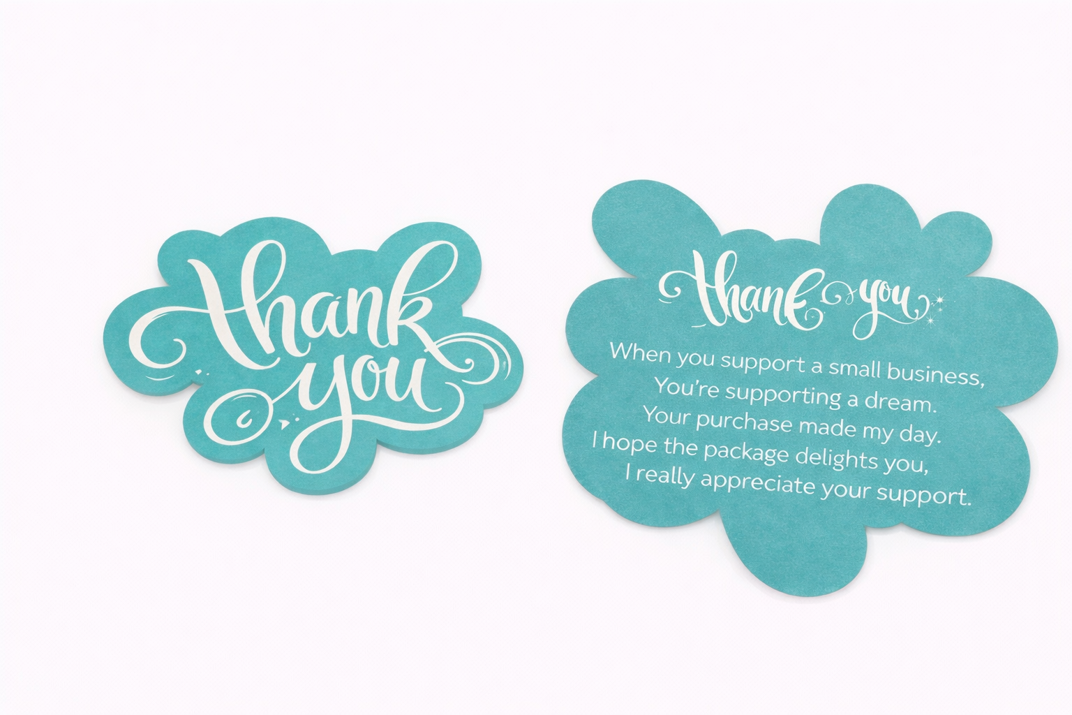 Turquois Thank You Cards -100 Pack With Pre Written Message