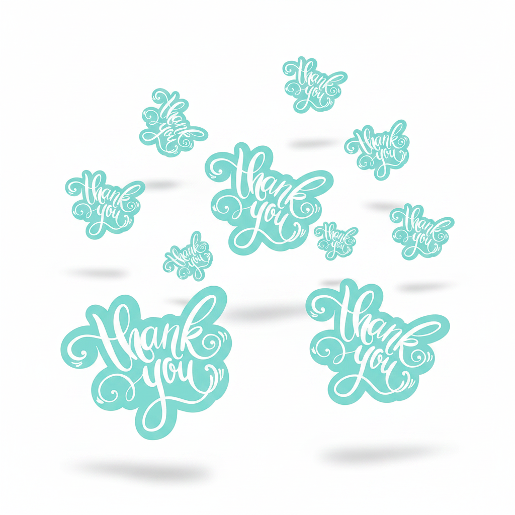 Turquois Thank You Cards -100 Pack With Pre Written Message