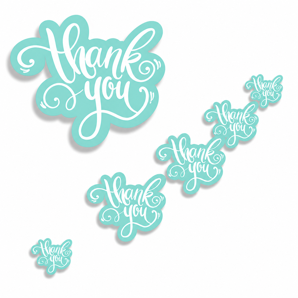 Turquois Thank You Cards -100 Pack With Pre Written Message
