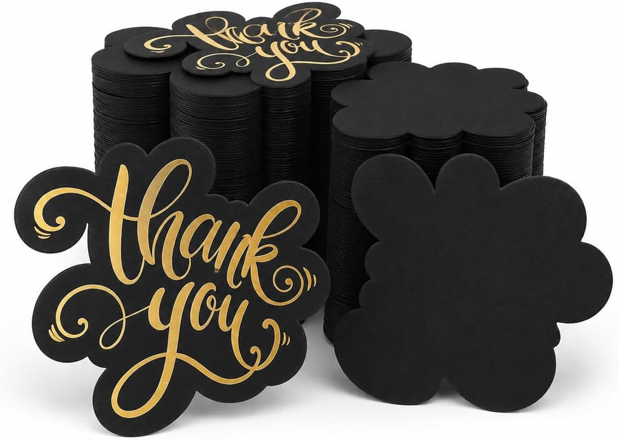 Black Blank Back Thank You Cards – 100 Pack
