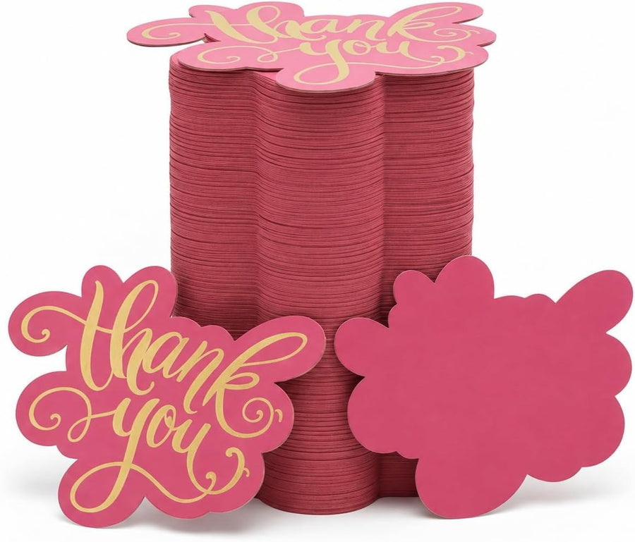 Pink Blank Back Thank You Cards – 100 Pack