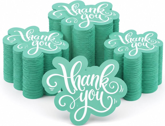 Turquoise Blank Back Thank You Cards – 100 Pack