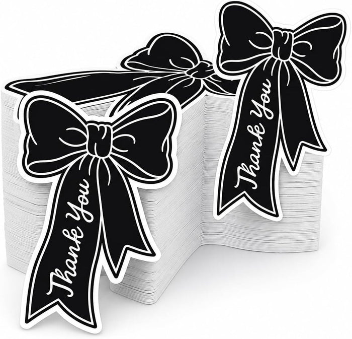 Black Bow Tie Thank You Cards – 100 Pack, Blank Back