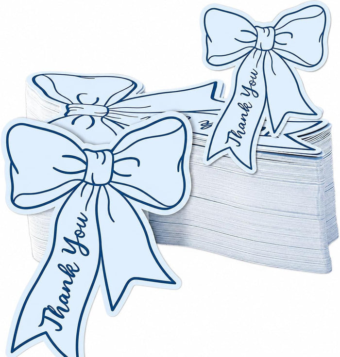 Blue Bow Tie Thank You Cards – 100 Pack, Blank Back