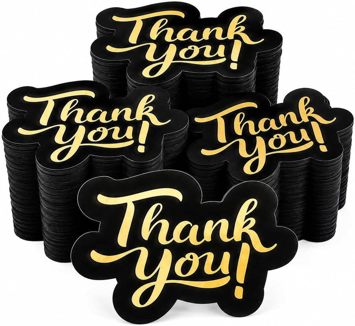 Black Pre-Printed Thank You Cards – 100 Pack