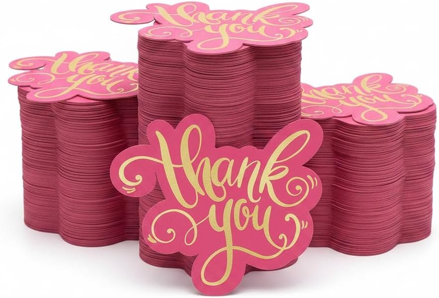 Pink Pre-Printed Thank You Cards – 100 Pack