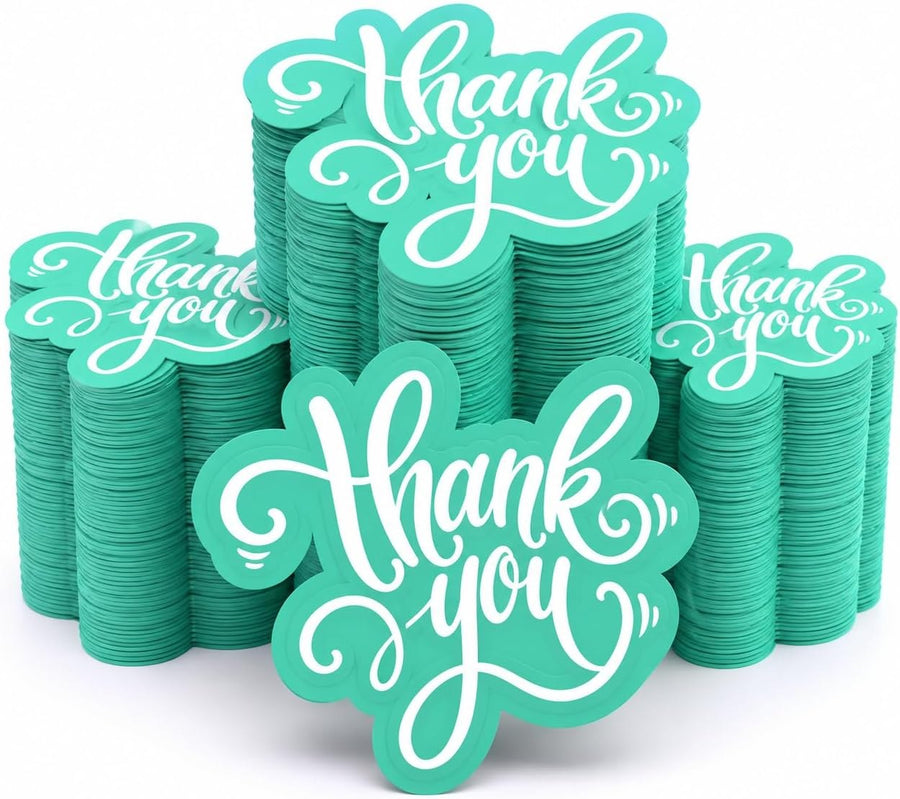 Turquoise Pre-Printed Thank You Cards – 100 Pack