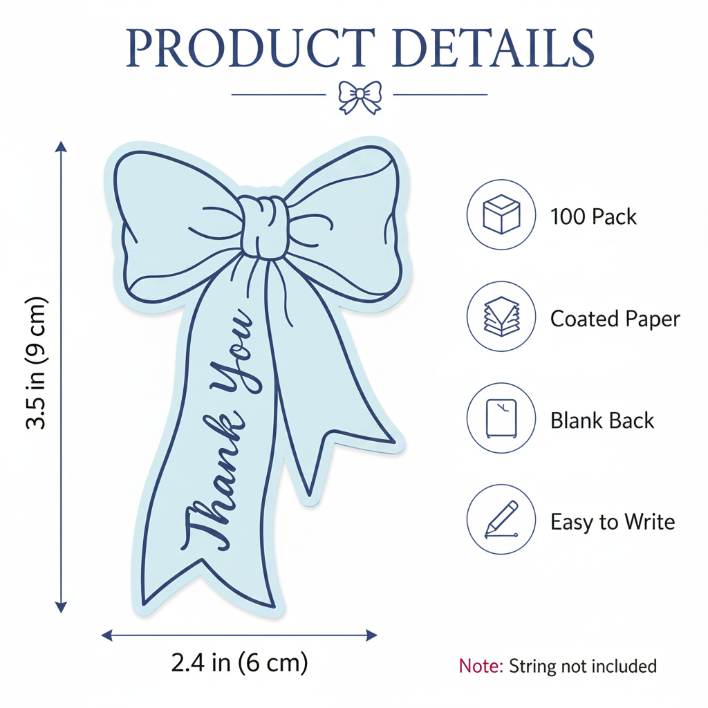 Blue Bow Thank You Cards - Product Details Infographic