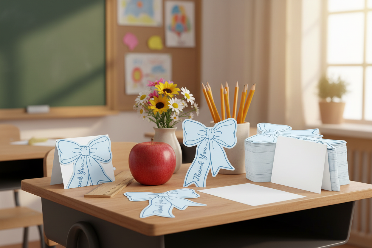 Blue Bow Thank You Cards - Teacher Appreciation