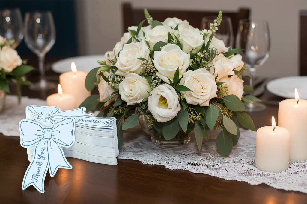 Blue Bow Thank You Cards - Wedding