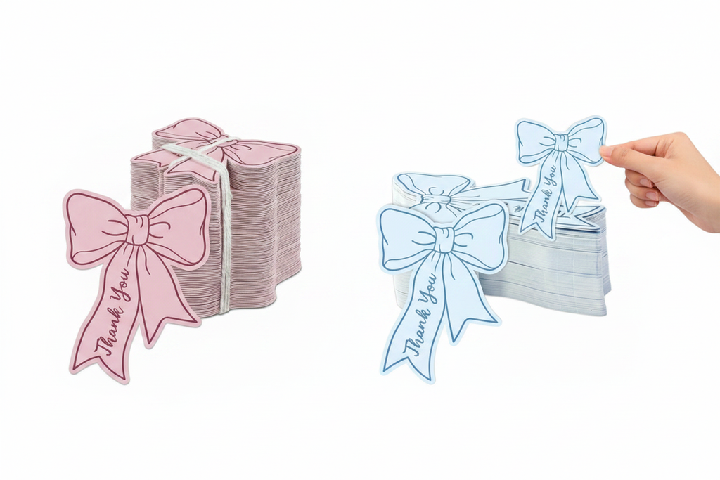 Pink and Blue Bow Cards Together