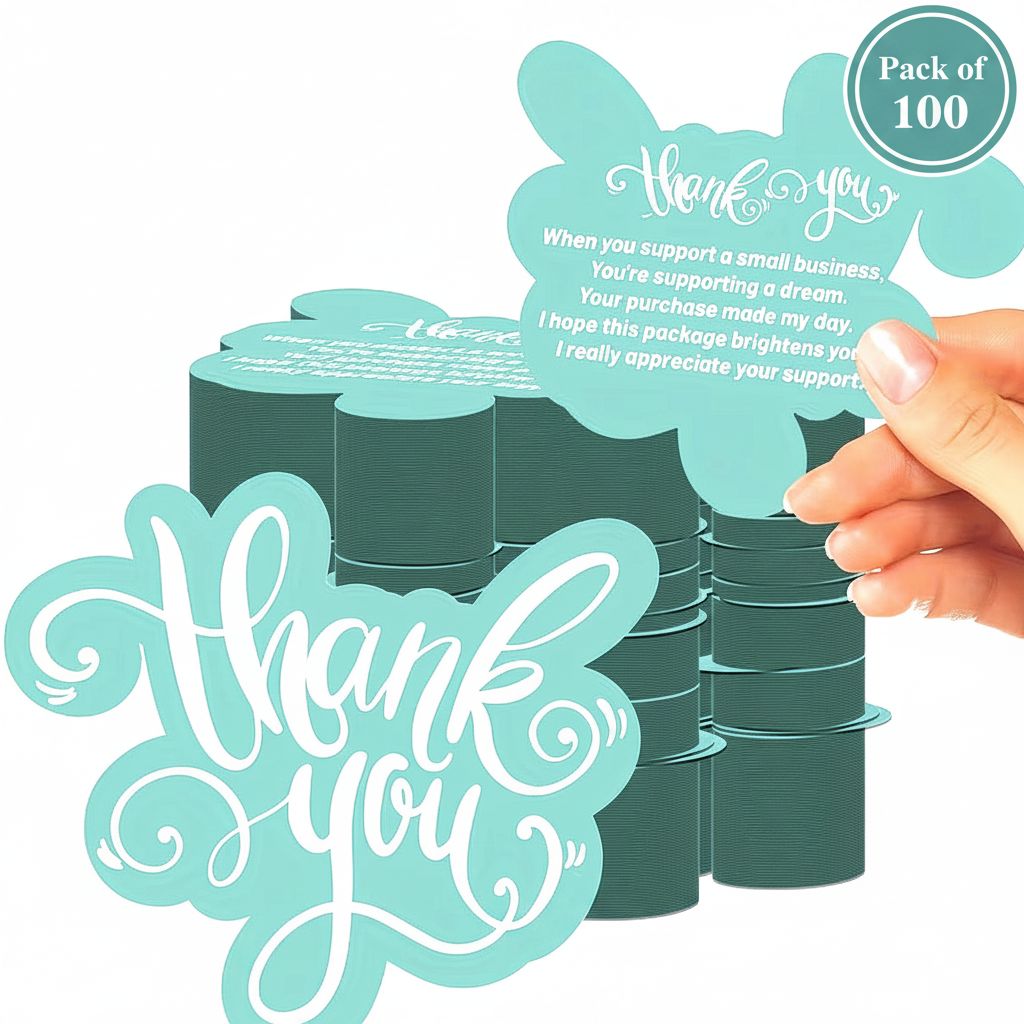 Teal Thank You Cards Pack of 100